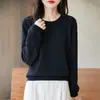 Suéter de Punto de Algodón Puro Nuevo Estilo Otoño e Invierno, Engrosado, Holgado, Estilo Coreano Casual, Diseño Sencillo de Ganchillo, Camiseta Básica para Mujer