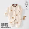 Mameluco de oso de cereza para bebé de otoño e invierno, mameluco suave y cálido para recién nacidos, lindo atuendo de manga larga para gatear para bebés