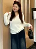 Top de Mujer Talla Grande con Cuello Semiabierto Capa Base para Mujer 2026 Otoño Talla Grande Prendas de Punto Básicas Interiores