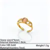 Anillo de Acero de Titanio Rosa Ojo de Gato de Lujo Ligero Europeo y Americano Anillo Abierto de Alta Gama INS Joyería de Acero Inoxidable Al por Mayor