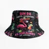 Sombrero de pescador reversible para hombres y mujeres, sombrero tipo cubo con protección solar y estampado digital de flamenco tropical