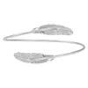 Pulsera de Metal Ajustable Abierta de Dos Piezas con Plumas Personalidad Exagerada Nicho Simple Joyería de Mano Transfronteriza Europea y Americana Venta al por Mayor