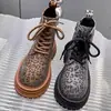 Botas para Mujer con Pedrería Completa de Diamante Estampado de Leopardo con Cordones 2025 Nuevas Botas de Motocicleta Botines Versátiles para la Calle Otoño e Invierno
