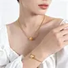 Collar Gargantilla de Metal con Cuentas Doradas Europeas y Americanas y Bolas Doradas Cadena para Clavícula de Acero de Titanio Chapado en Oro para Mujer Nuevo Set