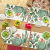 Nuevo Estilo de Primavera Transfronterizo 42*32 Rectangular Cactus Suculenta Decorativo para el Hogar Cocina Comedor Manteles Individuales Posavasos