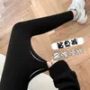 Leggings femininas de pele de tubarão para uso ao ar livre, cintura alta, levanta bumbum, calças de yoga esportivas, leggings longas de seda gelada de segurança