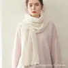 Bufanda Versátil 100% Cachemira Otoño/Invierno Hueca de Moda de Longitud Media Calentador de Cuello Tejido Puro Color Sólido Cálido Simple Cachemira