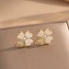 Super Fada Elegante Doce Flor Fresca Ear Studs Trendy Criativo Lucky Grass Brincos Explosivo Versátil Óleo Caindo Brincos Pretos