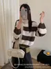 Novo Suéter Pulôver de Tricô Feminino Estilo Coreano Preguiçoso Solto Gola Redonda Outono Inverno Simples Versátil com Mangas Bufantes