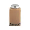 Botella Desechable para Té de Leche Botella de Plástico Botella de Jugo Pet Botella para Bebidas Diámetro Grande 500ml Botella Cuadrada Plana Grado Alimenticio Vaso para Frutas y Verduras