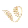 Anillo Abierto Personalizado con Forma de Mariposa y Circonia de Colores para Mujer, Versátil Anillo de Dedo Índice de Cobre Puro con Forma de Pluma, Venta Caliente Transfronteriza