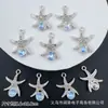 Colgante Encanto Estrella de Mar Pentagrama Cristal Moca Strass para Pulsera Collar de Cuentas DIY Accesorios de Joyería de Aleación