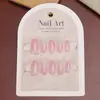 Unhas Usáveis Estilo Curto Simples Rosa Goiaba Contas de Vidro Oval Curto Manicure Usável Unhas Prontas Unhas Postiças