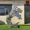 Escultura de grupo de peixes em espelho de aço inoxidável, espelho de metal, peixes pequenos, imóveis, paisagem aquática, parque, decoração, ornamentos