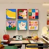 Pintura Decorativa Restaurante Dopamina Estilo Nuevo 2026 Divertido Dibujo Animado Pintura Colgante de Pared para Comedor Pintura Combinada de Arte Creativo