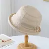 Chapéu Bucket Liso de Borda Enrolada Estilo Japonês para Mulheres, Chapéu de Tecido com Proteção Solar para Primavera e Verão, Chapéu de Sol Versátil de Cor Sólida para Uso Externo e Deslocamento