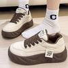 Sapatos Planos de Solado Grosso para Pão 2025 Primavera e Outono Novos Versáteis Couro Macio Solado Macio Sapatos Casuais Sapatos de Trabalho Femininos Sapatos Brancos