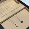Anillo Colgante de Plata de Ley S925 Redondo Luz Brillante Rosa Diosa Perla Shijia Collar para Mujer Lujo Accesible Sencillo Collar de Gama Alta