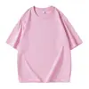 Camiseta de Tricô Casual Respirável Cor Sólida de Verão Peso Pesado 260g Ombro Caído Caimento Solto Top com Ombro Ligeiramente Caído Venda por Atacado Personalização