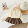 Meninas de malha cardigan outono e inverno novo estilo coreano infantil artesanal flor bebê menina vestido de outono vestido de camisola da menina