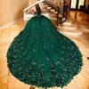 Vestido de Noite Anfitriã Luxo Leve Verde Escuro Performance de Piano Princesa Francesa Teste de Arte Solo Saia Indústria Pesada