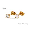 Pendientes de Acero Inoxidable Chapados en Oro de 18K Estilo Coreano Sencillos y de Moda Tipo Mariposa Ins Trébol de Cuatro Hojas con Diamantes Pendientes de Estilo Frío para Mujeres