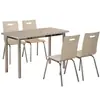 Mesas y Sillas de Comida Rápida Integradas para Cafetería de Empleados, Mesas y Sillas de Fibra de Vidrio para Comedor de 4-6 Personas, Mesas y Sillas de Acero Inoxidable para Cafetería Escolar