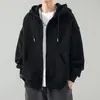 Jaqueta masculina tendência estilo americano para outono e inverno, com forro de fleece e capuz, peça de outer wear para casais