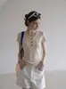 Camiseta de tricô vintage estilo old money com decote V, manga curta e de linho para mulheres, super estilosa, modeladora e chique para o verão