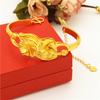 Pulsera de oro vietnamita de larga duración que no se decolora para mujer, boda, moneda europea, chapado en cobre, joyería, pulsera con apertura de flor arenada, venta al por mayor