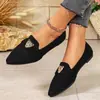 Comercio exterior transfronterizo talla grande 2026 otoño e invierno nuevos zapatos planos de punta para mujer, zapatos casuales de slip-on poco profundos de moda