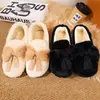 Zapatos Casuales de Moda de Algodón con Forro Polar Cálidos Cómodos Zapatos Peludos Otoño Invierno Nuevo Estilo Coreano Zapatos Mocasines de Celebridad de Internet