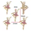 Novo Pingente de Bailarina com Esferas Cravejadas de Diamante em Liga DIY Pulseira Colar Chaveiro Acessórios de Joia W784