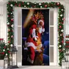 Cubierta de Puerta de Tela Elástica Cubierta de Puerta de Navidad Alegre Transfronteriza Tapiz Fondo de Tela de Regalo de Papá Noel para Fiesta Festiva