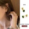 Pendientes de plata de ley s999 al por mayor, modernos y minimalistas, con forma de oreja de tornillo verde, pequeños, de alta calidad.