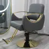Sillón de barbero personalizado, silla ajustable para peluquería, silla de barbero negra y dorada, silla giratoria para salón, silla de corte para salón de peluquería