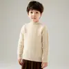 100% Lana para Niños Tejido de Punto Otoño e Invierno Nuevo Cuello Medio Retorcido Cáñamo Engrosado Suéter Superior para Niños y Niñas Cálido Tejido de Punto