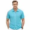 Cárdigan de Punto Calado de Manga Corta para Hombre de Verano con Color Contrastante y Puntadas Visibles Camisa Polo Casual Ropa Masculina Transfronteriza Sj0039