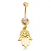 Venta Caliente Europea y Americana Acero Inoxidable Clavo de Ombligo Palma Globo Ocular Anillo de Ombligo Completo con Diamantes Pinza para Ombligo Lujo Simple Accesible Joyería de 14g