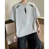 Camiseta de Verano para Hombre con Diseño Desestructurado Hueco, Mangas Cortas, Tendencia Americana de Nicho, Hombros Acolchados, Manga Media de Peso Pesado de Alta Gama, Fresca y Elegante