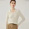 Cárdigan de cachemir forrado, nuevo estilo otoño/invierno, prenda base de punto acanalado para mujer, prenda exterior elegante y estilizada