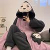 Traje de Camisón de Forro Polar Coral para Mujer Otoño e Invierno Largo Grueso Bata Albornoz Pijama Japonés Franela Ropa de Casa para Mujer