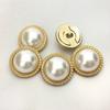 Abrigo grande para mujer con botones, perla, metalizado, dorado, redondo, estilo retro Chanel