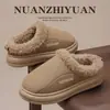 Pantuflas de Algodón de Invierno Hamuding para Hombre y Mujer con Forro de Felpa, Engrosadas, que Aumentan la Altura, Cálidas, Suela Gruesa, que Aumentan la Altura, Pantuflas de Felpa de Algodón Antideslizantes para el Hogar
