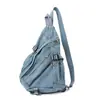 Bolsa de ferramentas transpassada para ciclismo, grande capacidade, unissex, bolsa de peito para viagem casual, bolsa simples de jeans vintage