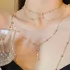 Corrente de Corpo com Corrente de Contas Cravejada de Diamantes, Colar com Pingente de Diamante Brilhante e Franja, Corrente para o Peito, Corrente da Moda Europeia e Americana Tendência para Mulheres