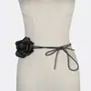 Tocados caseros se pueden usar con fajín de flor de rosa de satén, Accesorios de cordones retro literarios de moda, Cadena para el cuello y cinturón para mujer