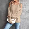 Top de Hombros Descubiertos de Manga Larga con Botones en la Espalda, Nuevo Estilo Otoño e Invierno, Transfronterizo Europeo y Americano, Amazon Temu
