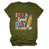 ES UN buen DÍA PARA Dama de Libro Lápiz Camiseta Casual con Letra Amazon Comercio Exterior Transfronterizo Manga Corta