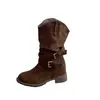 Botas Martin con Hebilla Retro para Mujer 2026 Nuevo Otoño Versátiles Aumentadoras de Altura Interior Tacón Grueso Occidental Botines Apilados de Media Pantorrilla